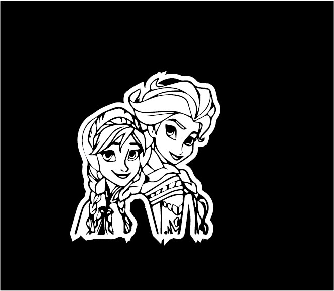 Disney Vinyl Decals for Car, SUV, Laptop, Wall #2 Elsa Anna 6 inches white