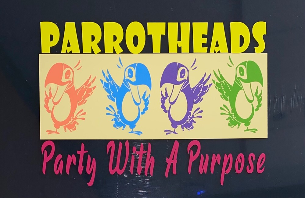 PARROTHEADS Party With a Purpose Jimmy Buffett Tropical decal sticker 5.75 X 4in