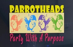 PARROTHEADS Party With a Purpose Jimmy Buffett Tropical decal sticker 5.75 X 4in