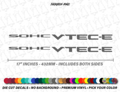 SOHC VTEC-E Solid Text Quarter Panel Decals for 92-00 Civic HX VX DX EG EF JDM