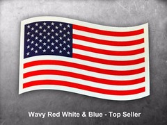 Wavy Red White and Blue Reflective American Flag Vinyl Decals for your vehicle