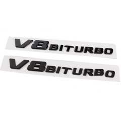 New 2pcs Gloss BLACK V8 BITURBO Fender Side Emblem Badge GT63 E63 G63 S63