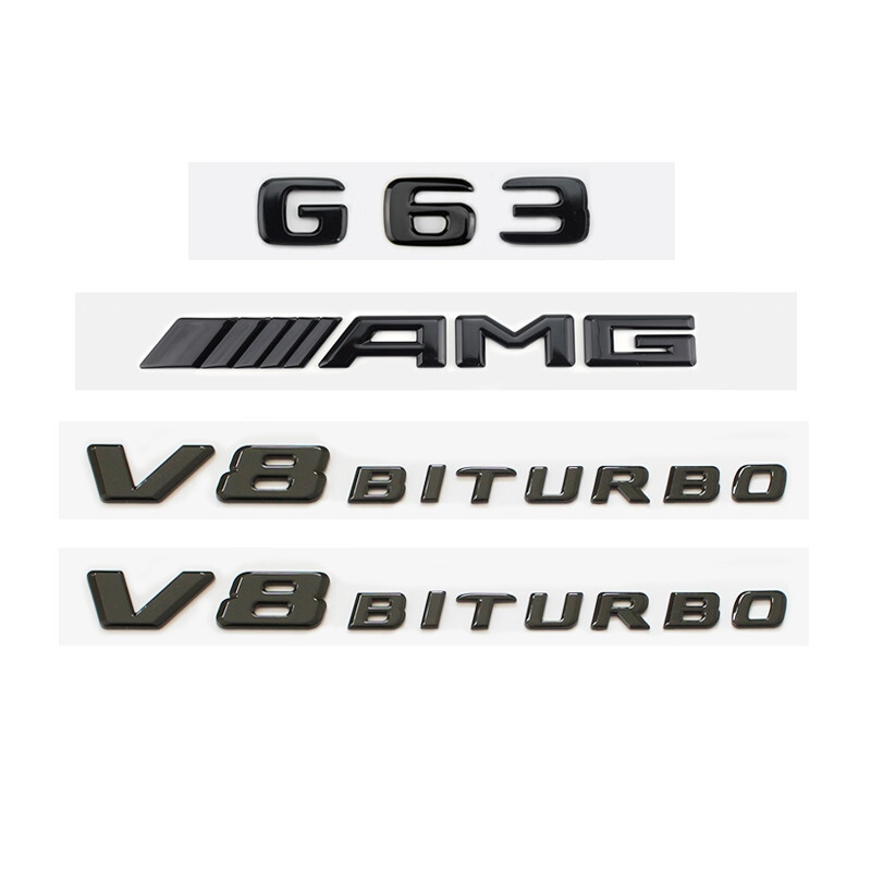 4pcs G63 AMG V8 BITURBO Gloss Black Badge Emblem for Mercedes Benz W463 W464 G63