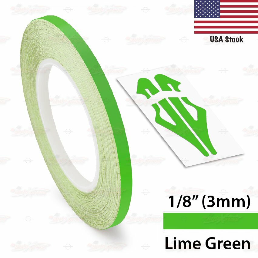 1/8″ Roll Vinyl Pinstriping Pin Stripe Line Tape Decal Sticker 3mm LIME GREEN