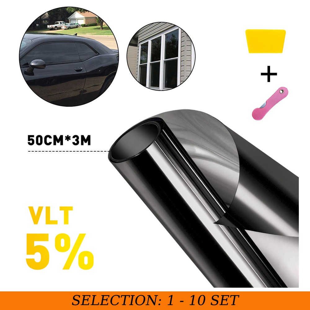 1-10X 5% VLT Tint Film 20″x10ft Roll Window Heat Reject UV Block Car Home Office