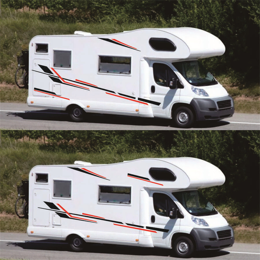 Car Stickers Stripe Graphics Vinyl Decals For Camper RV Trailer Two Side Decor
