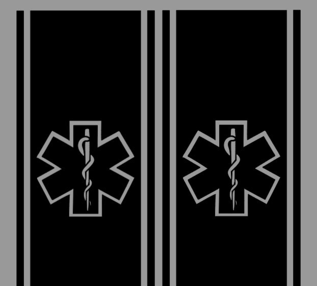Star of life EMT bedside Stripe decals, 10″ x 46″, Set of 2.