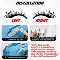 2Pair Car Black Eyelashes Decoration Decal For Headlight Fog Light Sticker Badge