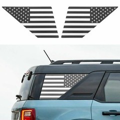 US Flag Rear Side Window Decal Trim Sticker For Ford Bronco Sport 2021-23 Black