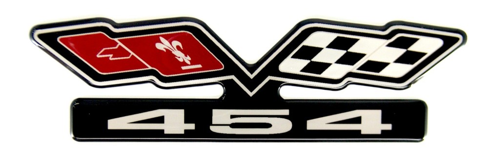 Chevy 454 (FLAGS) EMBLEM Super Sized BLACK