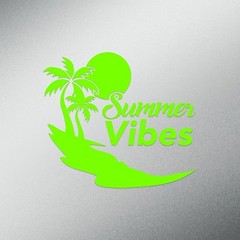 Palm Tree Summer Vibes Tropical Beach Decal Sticker | 5.5-Inches Wide