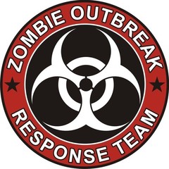 Zombie Outbreak Response Team Skull Vinyl Sticker Decal Red Black White