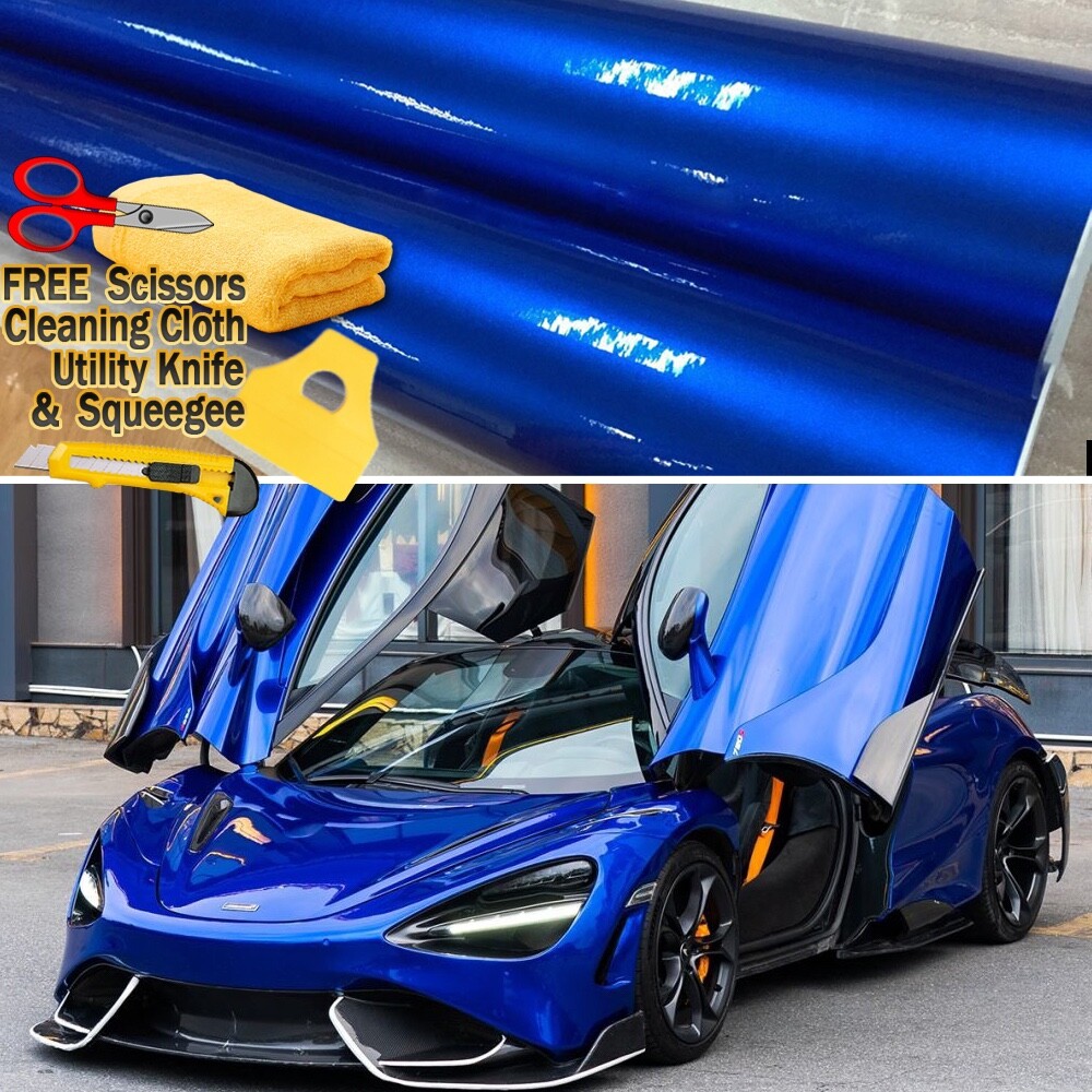 24″ x 60″ Super Gloss Metallic Blue Vinyl Film Wrap Air Bubble Free 2ft x 5ft