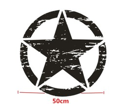 50x50cm Car Decal Decorative Sticker Matt Black Distressed Army Star Hood Decal