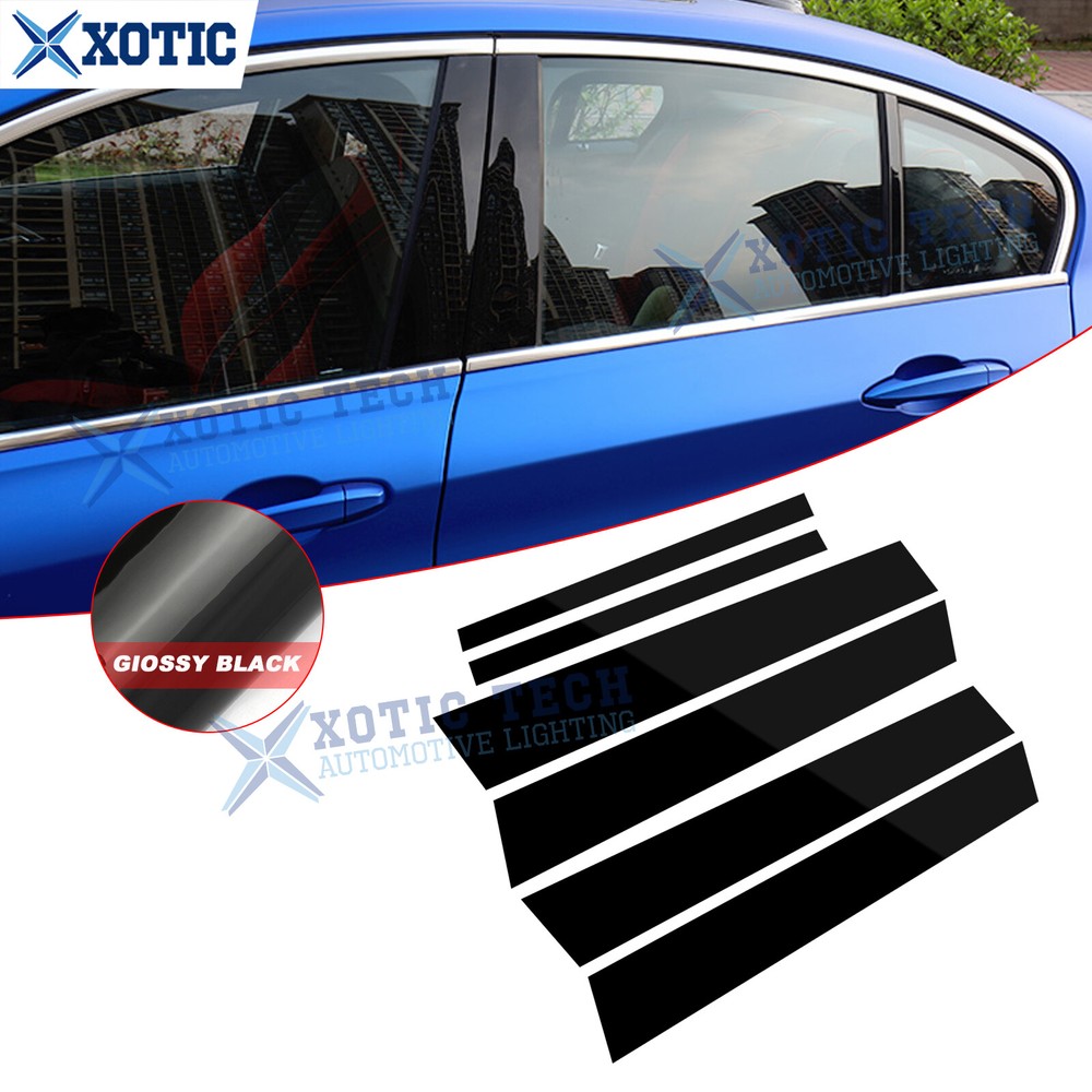 Piano Black Pillar Posts For BMW 3-Series E90 2005-12 Sedan Door Trim Cover Kit
