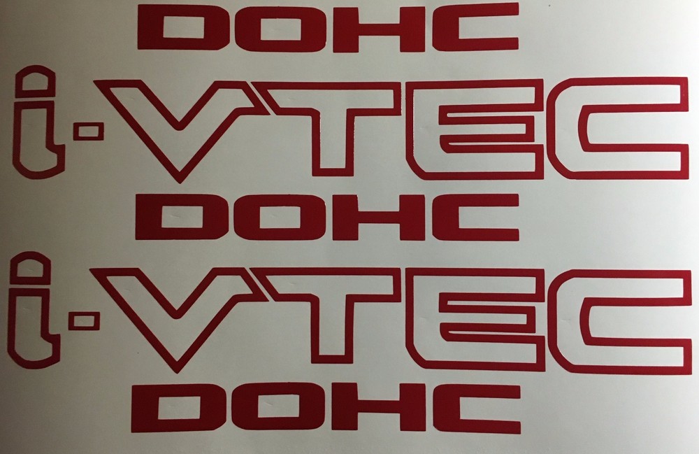 i-VTEC DOHC 2x Red Vinyl Decal Stickers Honda Civic Emblem FREE SHIPPING