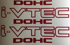 i-VTEC DOHC 2x Red Vinyl Decal Stickers Honda Civic Emblem FREE SHIPPING