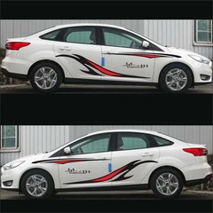 Car Truck Side Skirt Door Racing Graphic Vinyl Sticker Decal Stripes Black/Red