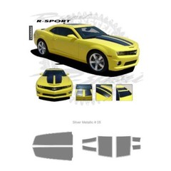 Chevrolet Camaro Convertible 2011-2013 Rally Stripes Graphic Kit Metallic Silver