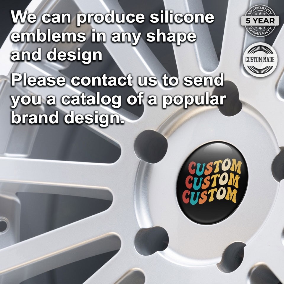 4x 3D Domed Stickers Wheel Center Cap Decals Custom Size Automotive Resin Badge