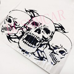 Car Sticker Vinyl Black Triple Skull Decal Waterproof For Hood Body Door Decor