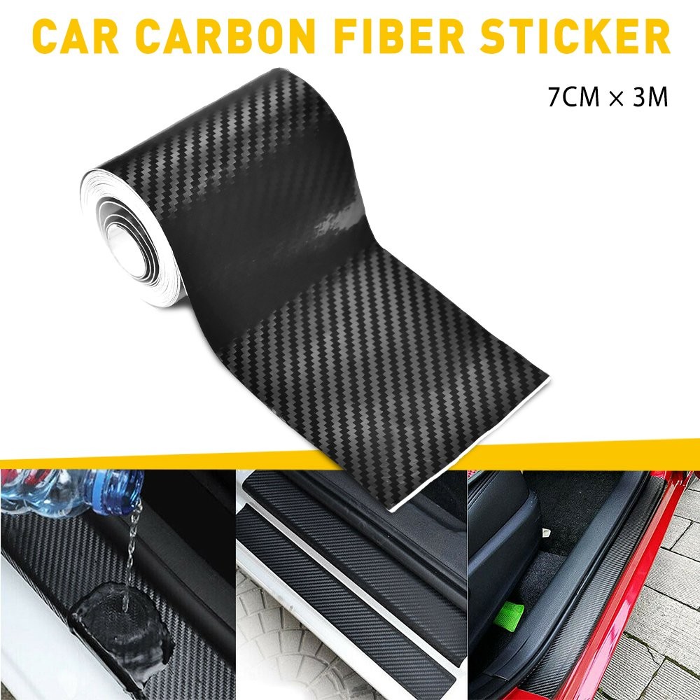 Auto Accessories 7CM Carbon Fiber Vinyl Film Interior Car Wrap Stickers Black X
