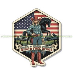 Cowgirl Vinyl Decal Sticker Rodeo Country Horse O