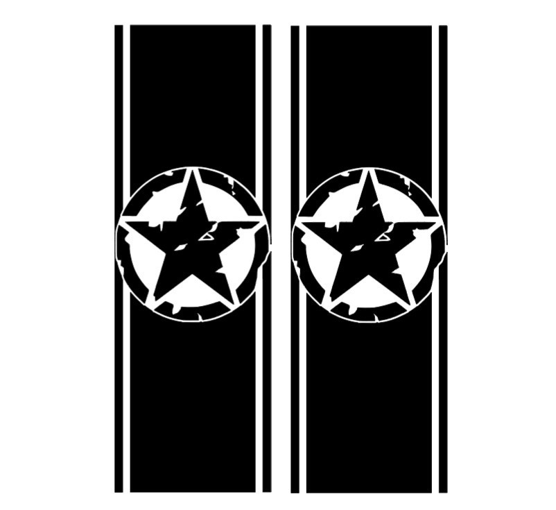 Distressed Star bedside Stripe decals, 10″ x 46″, Set of 2, decal