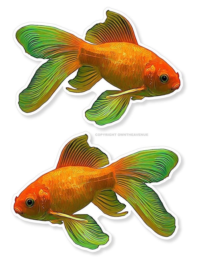 2 Pack – Goldfish Fishing Gold Fish Left & Right Facing Vinyl Sticker Decals 4″