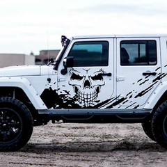 2x Reflective Skull Vinyl Side Door Tailgate Sticker Trim For Jeep Wrangler JK