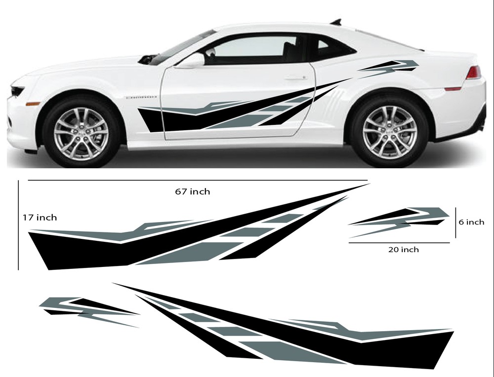 Car Vinyl Side Glossy Stickers Body Decals Racing Stripe Camaro Universal SILVVE
