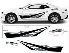 Car Vinyl Side Glossy Stickers Body Decals Racing Stripe Camaro Universal SILVVE