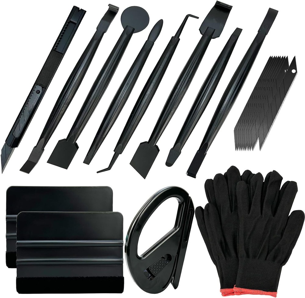 Auto Vinyl Wrap Film Tint Application Tool Kits With Squeegee Cutter Work Gloves