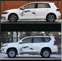 2Pcs Wolf Fashion Car Stickers Door Side Vinyl Decals 130cm*45cm Universal Black