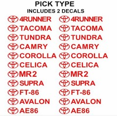 Toyota Decals Set of 2 4RUNNER TUNDRA TACOMA SUPRA MR2 CAMRY COROLLA FT86 CELICA