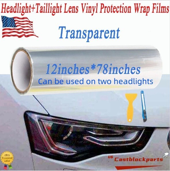 12”x78” For Headlight Taillight Transparent Lens Vinyl Protection Wrap Film