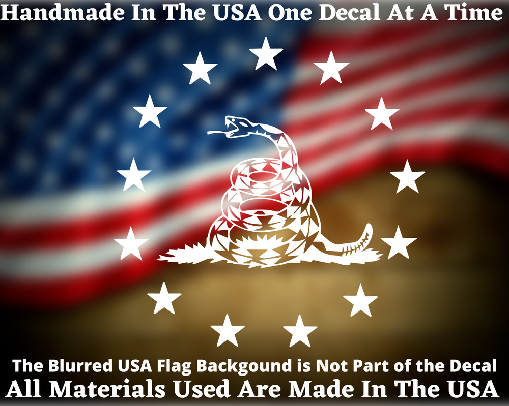 Gadsden Snake Betsy Ross Circle Of Stars 2nd Amendment Vinyl Decal Bumper Sticke