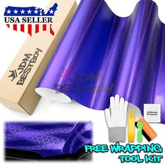 Honeycomb Carbon Fiber Satin Royal Purple Hex Car Sticker Decal Vinyl Wrap Sheet