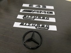 Gloss Black E43 AMG Biturbo 4MATIC and rear star emblem for E class E43 W213