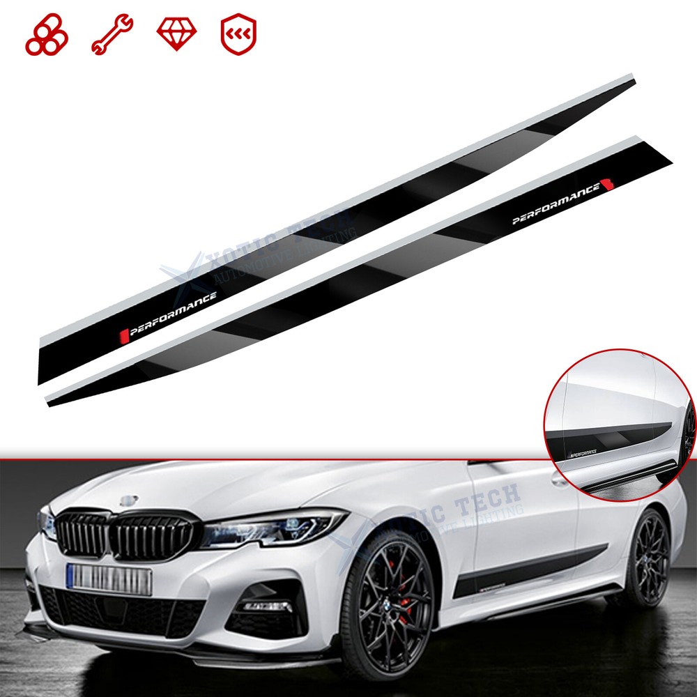 Glossy Black Pre-Cut Car Side Door Skirt Left + Right Strip Stickers For BMW G20