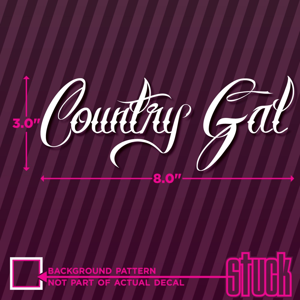 Country Gal – 8″ x 3″ – vinyl decal sticker cowgirl music cute heart love