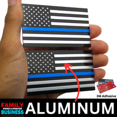 2x ALUMINUM Thin Blue Line Decal Sticker Car, Motorcycle, SUV