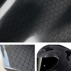 Black Honeycomb Fiber Grid Sticker Vinyl Wrap Film Decal 150cm Car Accessories