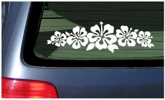 Hibiscus Flower Lei Window Sticker Vinyl Decal Hawaii Aloha Tropical Flowers
