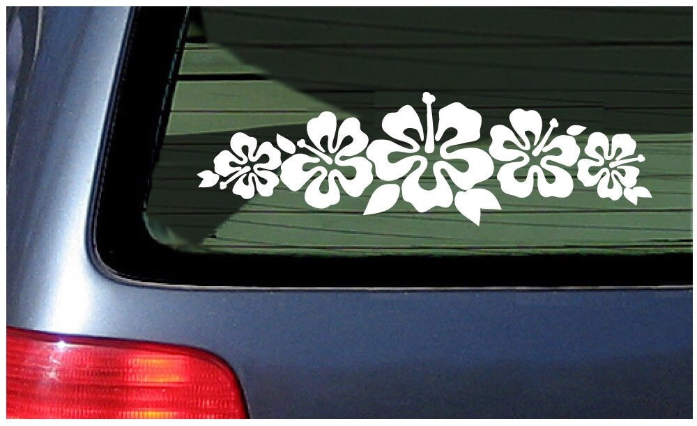 Hibiscus Flower Lei Window Sticker Vinyl Decal Hawaii Aloha Tropical Flowers