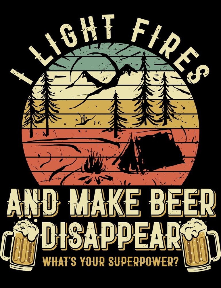 Camping Sticker Funny Beer Drinking Light Fire Outdoors Hiking (4 Inch)