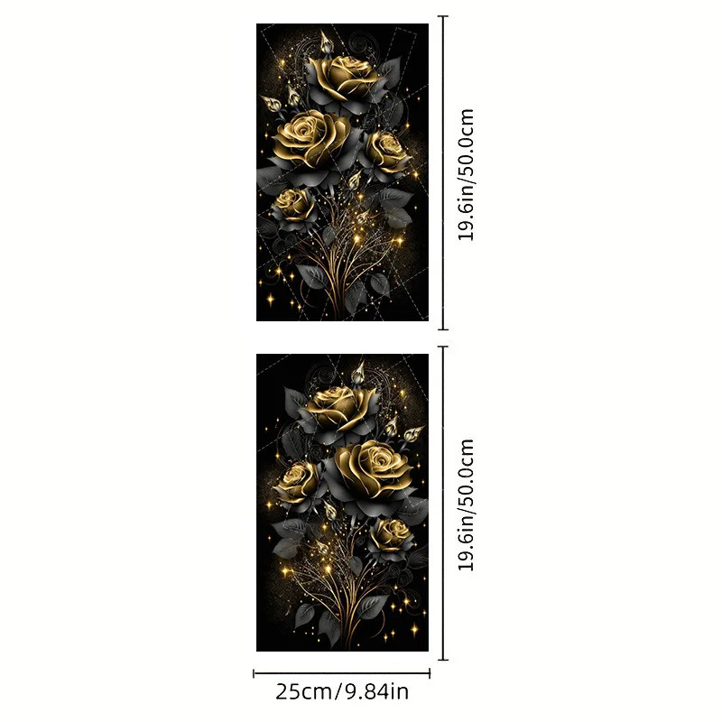 2X Middle Column Black Gold Rose Car B Pillar Sticker Center Column Cover Decals