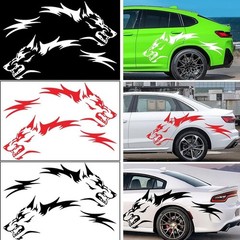 2PCS Wolf Graphics Car Decal Car Body Side Sticker Self-Adhesive Exterior Decor