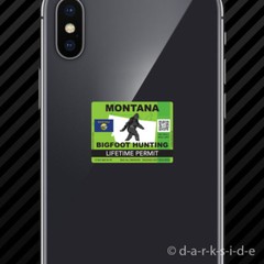 (2x) Montana Bigfoot Hunting Permit Cell Phone Sticker Mobile Sasquatch Lifetime