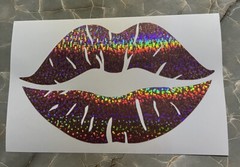Kiss Lips Pink Car Decal Holographic Permanent Vinyl 5×3” Sparkle Color Changing